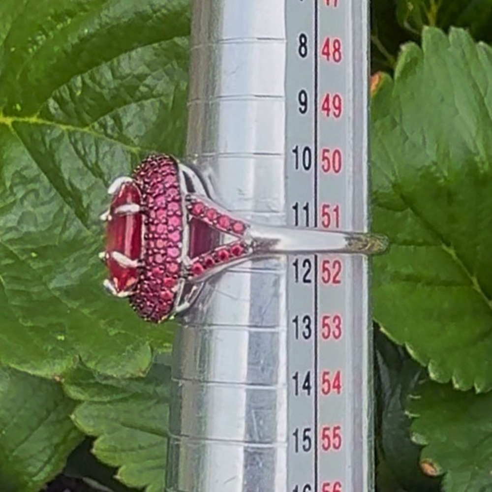 Stunning Antique 14k White Gold over Silver Ruby Red Ring! - Picture 13 of 17